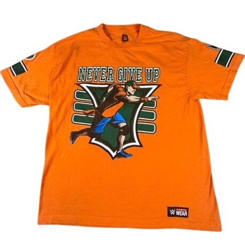 Wwe T-Shirt Men Xl John Cena Never Give Up Orange Graphic Tee Authentic Wear